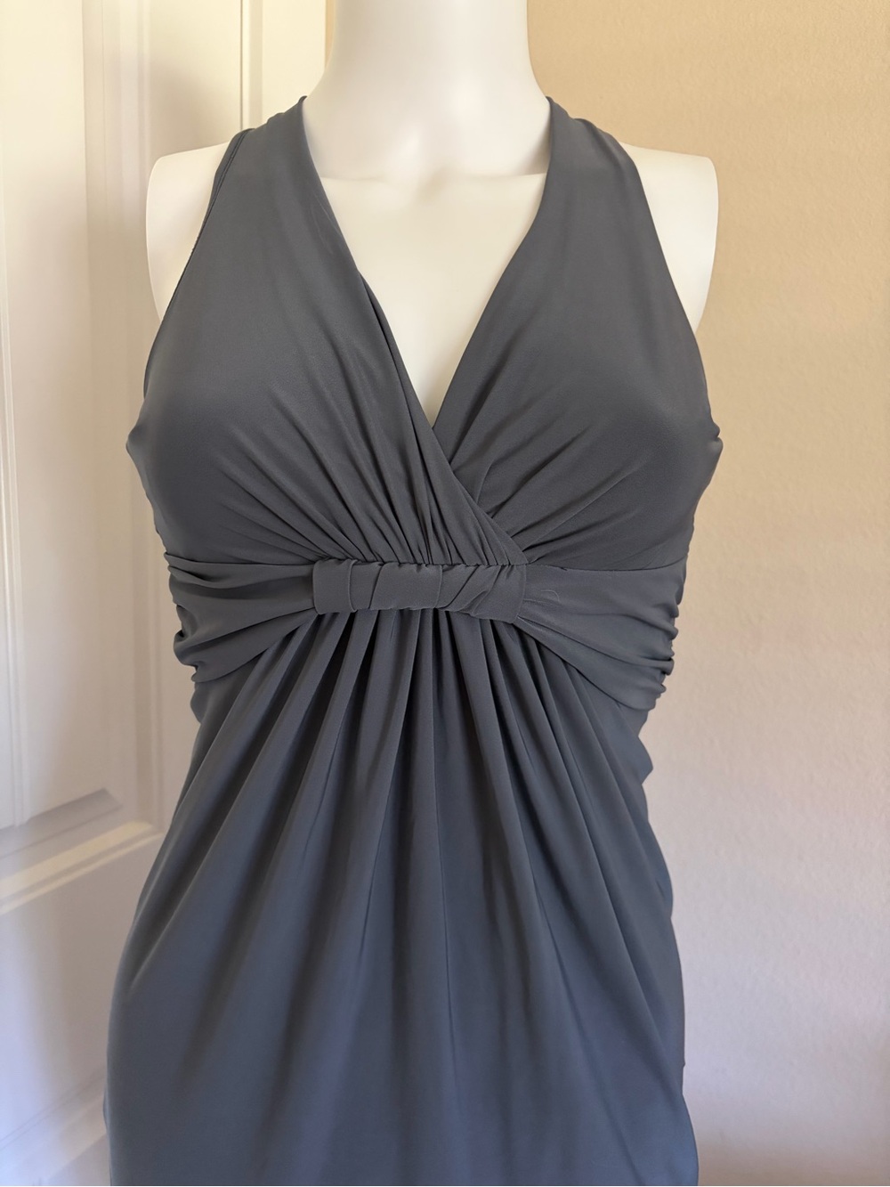Vintage Y2K Slate Gray Halter Bodycon Backless Mini Dress